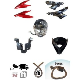 Resim Mondial Drift L 125 Kırmızı Ön Far Seti Siperlik+far Muhafaza+alt Kapak+arka Kapak+far Buji Kılıf 