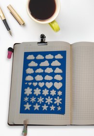 Resim Karmelom Studio Bullet Journal Şekilli Çizim Şablon Cetvel - Bulut, Kalp ve Çiçek Desenli Çizim Aracı 