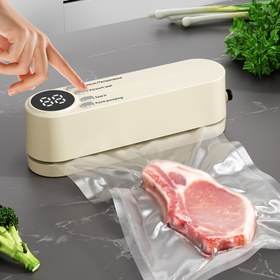 Resim USB Şarj Edilebilir Vakum Mühürleme Makinesi LED Göstergeli, 90Kpa Güçlü Emiş, Kuru/Nemli Modlar için Kesici ve Torbalarla Otomatik Gıda Saklama Aleti, Optimum Gıda Koruma için Kompakt Mutfak Aparatı, Çok Yönlü Gıda Mühürleyici | LED Ekran Tasarım 