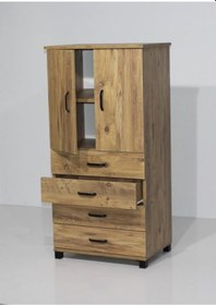 Resim 4 Çekmeceli Raflı Elbise Dolabı 61x44x128cm Çam 