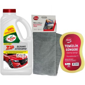 Resim Turtle Wax Zip Wax Cilalı Oto Yıkama Şampuanı 60 Yıkama 1 L+ Yıkama Süngeri + Kurulama Havlusu 