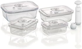 Resim Caso 1197 VacuBoxx E-Set Vakum Kabı, 4 Adet, Vakumlu El Pompası Ve Adaptör Dahil, BPA İçermez 