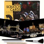 Resim Çeşitli Şehir Serisi Gökkuşağı Oyma Albümü - Renkli Şehir Serisi Kazıma Kitabı, DIY Çizim Kağıdı, Doğum Günü/Tatil Hediyesi İçin En İyi Seçim 