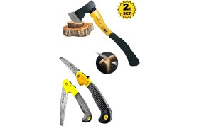 Resim Moonshop Fiber Saplı Balta Nacak Kamp Odun Kesme Katlanır Budama Testeresi El Testeresi... 