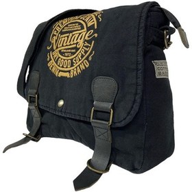 Resim Old Cotton Cargo Vintage Salaş Kaliteli Unisex Günlük Gezi Kamp Okul Postacı Omuz Çantası San Diego 32 Cm X 25 Cm Siyah 