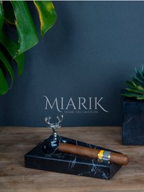 Resim MIARIK DESIGN & DEKORASYON Sıyah Mermer Puro Küllüğü Geyık Detaylı 