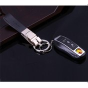 Resim Anahtarlık siyah deri krom kolyeli 