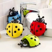 Resim 1 adet Şirin Ladybug Kartoyn Duvar Monte Diş Fırçası Tutucu, Plastik Sökümsüz Banyo Organizatörü ile Suction Kup, Diş Macunu ve Yüz Yıkama için Yaratıcı Depolama 