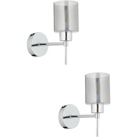 Resim Cemre Tekli Krom Salon 2'li Aplik Seti Siyah 