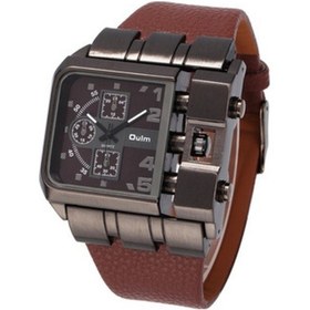 Resim Oulm Lüks Kuvars Saat Erkek Kare Kadran Deri Kayış Saatler Erkek Antika Kol Saati Çok Renkli Kahverengi - Siyah 