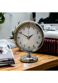 Resim Krom Parlak Metal Ofis Salon Otel Masa Saati B6 