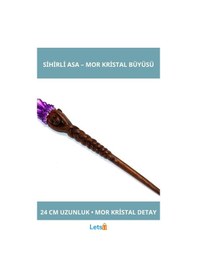 Resim Polyester Mor Kristalli Sihirli Asa 24 Cm Büyüleyici Aksesuar 1 Adet 