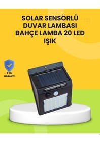 Resim Mey İthalat Güneş Paneli İle Şarj Olan 20 Led Dış Mekan Hareket Sensörlü Lamba 