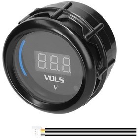 Resim Teltree 52mm Siyah Araba Modifikasyon Göstergesi - Lcd Ekranlı Voltmetre 8-18v Alarm Özelliği İle Abs+metal Malzeme 