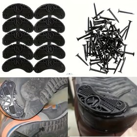 Resim 12 adet/18 adet Topuk Kauçuk Onarım Pedleri Çivilerle, Değiştirme Kaymaz Ped, Çivilerle 