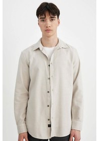 Resim DeFacto Slim Fit Dar Kesim Pamuklu Basic Düz Uzun Kollu Gömlek A4644AX24AUBG721 