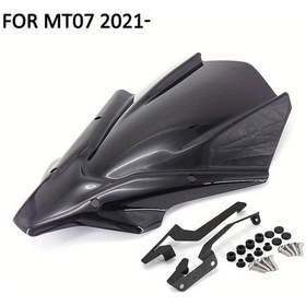 Resim Chuangyinshop Yamaha Mt07 2021 İçin Dumanlı Siyah Motosiklet Ön Rüzgar Deflektör Ekran Koruyucu 