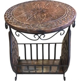 Resim Eskitme Ahşap Ferforje Sehpa Gazetelik 36X38X50 Cm. 