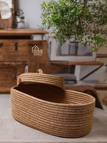 Resim Bohem Oval Kapaklı Düzenleyici Sepet - Gri 