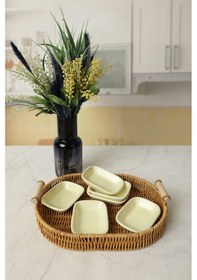 Resim Keramika Sarı Dikdörtgen Çerezlik 11 Cm 6 Adet 103 Sarı Kase 