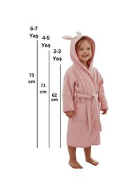 Resim Tavşan Kulaklı Kız Erkek Çocuk Bornozu Lupi Pembe Pembe 