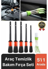Resim Özel Üretim Yumuşak Kıllı İç Dış Detaylı Oto Araç Araba Klima Uyumlu Temizlik Bakım Fırça Seti 5+1 
