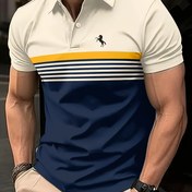 Resim Erkekler için Renk Bloklama Kısa Kollu Golf Polo Gömleği, Konfor ve Stil Sunuyor. Yaz Sporları ve Rahat Geziler için Uygun Bir Üst Giyim. 