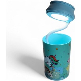 Resim Çocuk Masa Lambası Kalemlik Unicorn Mavi Mavi 