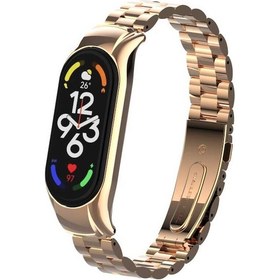 Resim Ardemix Xiaomi Mi Band 7 Uyumlu Krd-04 Metal Kordon-rose Gold 