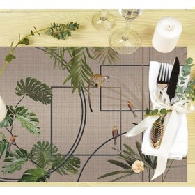 Resim Modern Geometrik Kumaş Amerikan Servis 4'lü Set Keten Kumaş Ulusl. Yıkama Ve Solmama Sertifikası Çok Renkli 