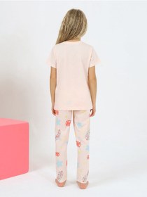 Resim Kız Çocuk Kısa Kollu %100 Pamuklu Fun Cute Pijama Takımı SOMON 