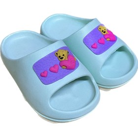 Resim AkınalBella Kız Çocuk Mint Ayıcık Baskılı Slide Hafif Taban Yazlık Terlik 