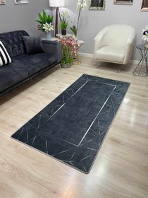 Resim BENALLA SİYAH - Kaymaz Deri Taban Makinede Yıkanabilir Salon Oturma Odası Mutfak Halısı - QUANTUM SERİSİ / SAÇAKSIZ / 120x180 