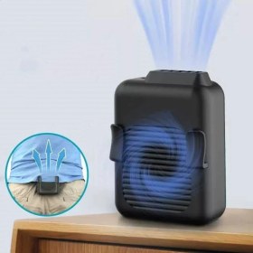 Resim SZYKD Mini Asılı Bel Fanı USB Şarj Yapraksız Taşınabilir El Fanı Siyah (Yurt Dışından) 
