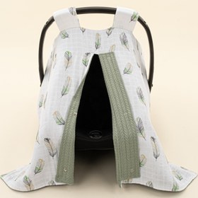 Resim Puset Örtüsü - Çift Taraflı - Koyu Yeşil Örgü - Yeşil Tüy 