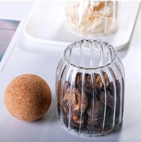 Resim Morponi 3 Adet Top Mantar Kapaklı Çizgili Cam Kavanoz Ve Baharatlık Seti 1200 Ml Beyaz 