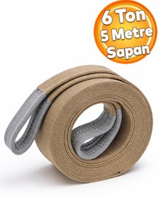 Resim Badem10 Sapan Polyester Spanzet 6 Ton 5 Metre Bronz Kahve Sağlam Yük Kaldırma Taşıma İndirme Halat 