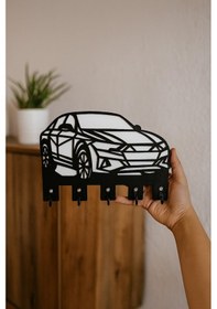 Resim Geometrik Araba Figürlü Duvar Tipi Anahtarlık Askılığı Siyah - Beyaz 
