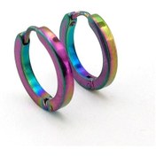 Resim Yanar Döner Renkli 16 MM Çaplı Unisex Çelik Halka Küpe E733 