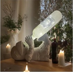 Resim Mes Reves Şövalye Figürlü Şarap Şişesi Tutucu Obje Ve Aydınlatma Şişesi Masa Üzeri Aplik 