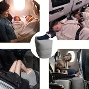 Resim Seyahat için 3 Katmanlı Şişirilebilir Bacak Pozisyon Yastığı - Çok Amaçlı Uçak, Tren ve Araba Bacak Destek Minderi Saklama Çantası & Toz Örtüsü ile, Kadife Malzeme, Çok Renkli 