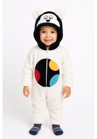 Resim Mj Kids Unisex Bebek Welsoft Peluş Mont-tulum Kapüşonlu Fermuarlı Ekru 