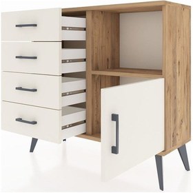 Resim Arges Şifonyer Tek Raflı 4 Çekmeceli Tek Kapaklı 88x30x80 Çam-aytaşı Aytaşı 