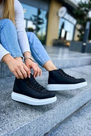 Resim pabucmarketi Bağcıklı Kadın Sneaker Bot Siyah 