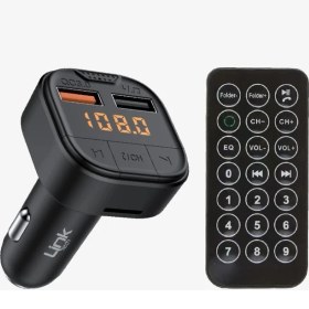 Resim Linktech Fm Transmitter Kumandalı - Premium 18W Üç Girişli 5.0 Bluetooth Fm Transmitter - Çakmaklıktan Müzik Dinleme 