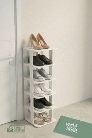 Resim Varbifırsat Beyaz 5 Katlı Ayakkabılık - Portatif Ayakkabı Standı 