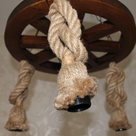Resim Ahşap Halatlı Teker Avize 40 cm. 3'lü 