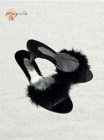 Resim Marpiella Topuklu Tam Tüylü Gelin Çeyiz Terliği 