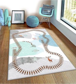 Resim Tren Yolu Çocuk Odası Halısı 