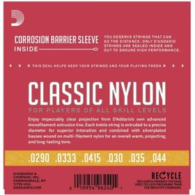 Resim D'Addario EJ27N 3/4 Classics Serisi Klasik Gitar Tel Seti (3/4 Ölçek - Normal Tension - Gümüş Sarım) 